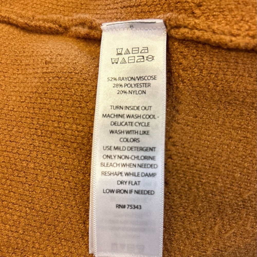 🧡”Tahari” Rust Brown Very Soft Gold Button Front Cardigan w/ Pockets Size M🧡 - Picture 14 of 15